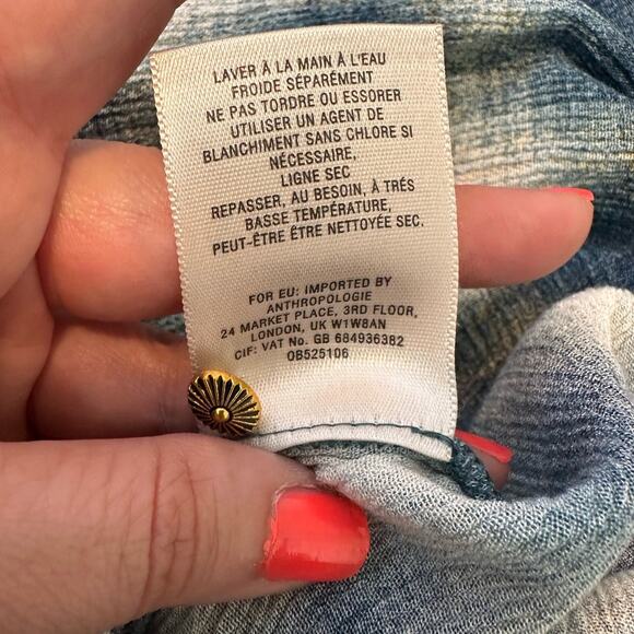 Maeve blue plaid 3/4 sleeves v neck tunic top blouse size small - Picture 5 of 15